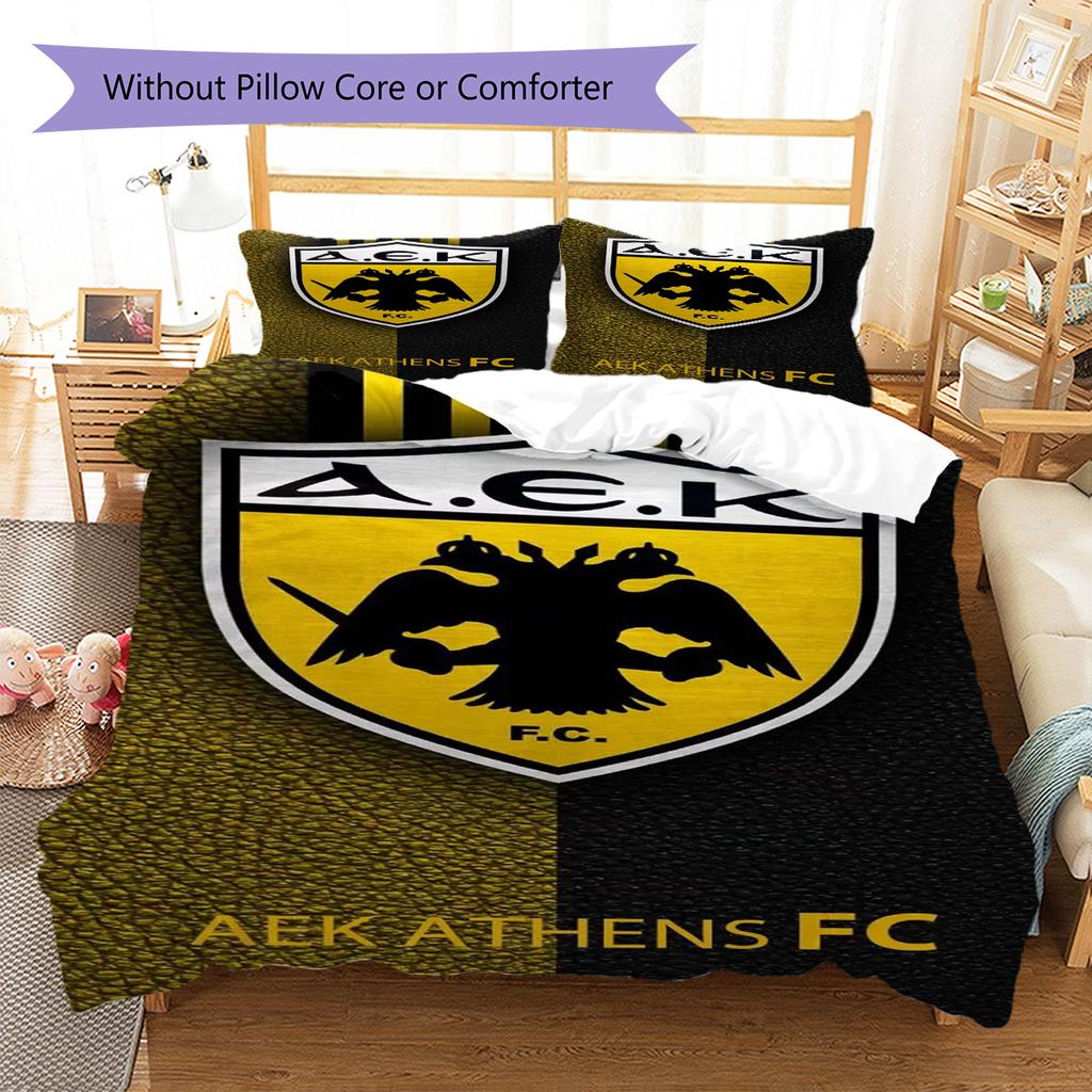 AEK FC Pattern Bedding Set Quilt Cover Pillowcase Home Decor Gift (1 * Duvet Cover + 2 * Pillowcase, Without Core)