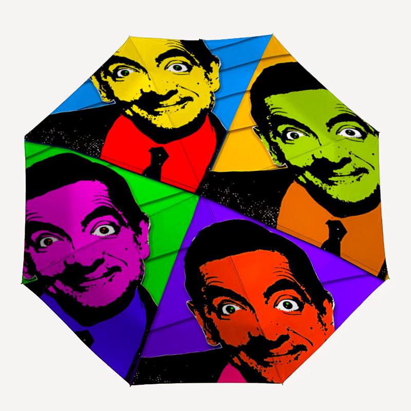 

1pc Mr. Bean Pop Art Automatic Open/Close Umbrella Folding Umbrella, Portable Compact Travel Umbrella, Gift for Men & Women y07