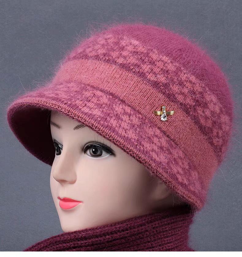 

Женская зимняя теплая вязаная шерстяная шапка для людей среднего и пожилого возраста - Plus Velvet Grandma Basin Hat hat; One Size