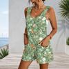 Womens Patch Pocket Tank Romper Plus Size Sleeveless