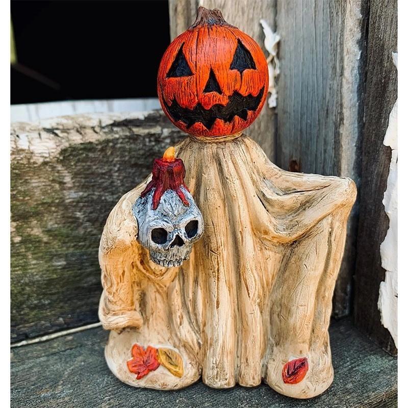 

Resin Festive Pumpkin Head Wizard Decor With Red Cloak Ideal For Halloween And Seasonal Gifts жёлтый