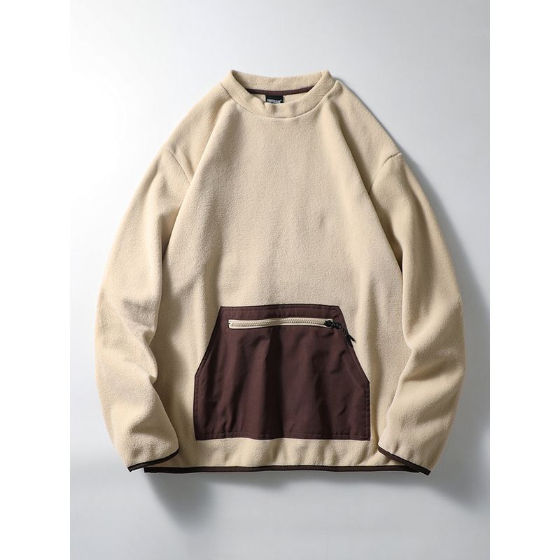 Japanese-Style Retro Mountain Double-Sided Fleece Sweater Men's Autumn and Winter Fleece-lined Trendy Bottoming Shirt Export Men's Clothing Outwear