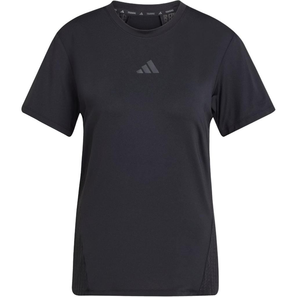 adidas Intensywność Szybkoschnąca Chłodząca Oddychająca Koszulka Sportowa Fitness z Okrągłym Dekoltem Krótki Rękaw Damska Koszulka Czarna JZ6281