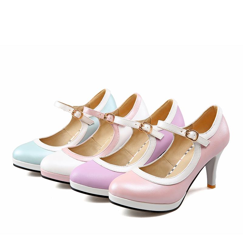 Chaussures simples à talons hauts pour femmes, chaussures de printemps et d'automne à plateforme imperméable à talons épais, grande taille, chaussures basses à bouche peu profonde