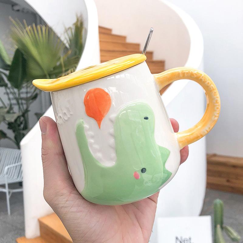 Cartoon Embossed Animal Coffee mug,Painted Big Belly Juice Milk Mugs Unique Breakfast Cup Drinkware Novelty Nice Gifts