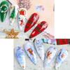 10 Sheet Winter Xmas Nails Transfer Foil Christmas Santa Claus Elk Colorful Starry Sky Paper DIY Stickers for Manicure Tips