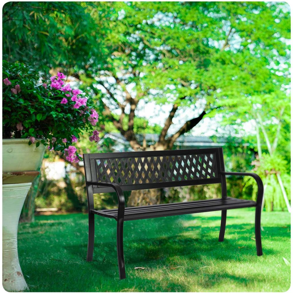 Panca da Giardino con Schienale 125 X 77 X 49 Cm Divano Trifoglio