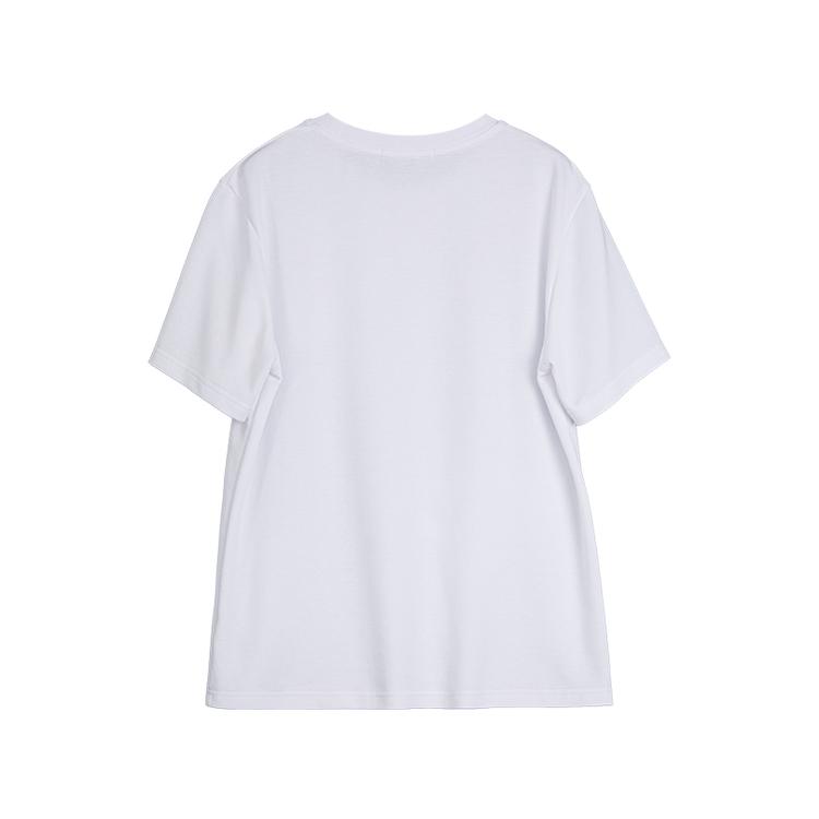ELLE French Style Basic Elegant Dropped Shoulder Loose Round Neck Short Sleeve T-Shirt Women tops White ET48704