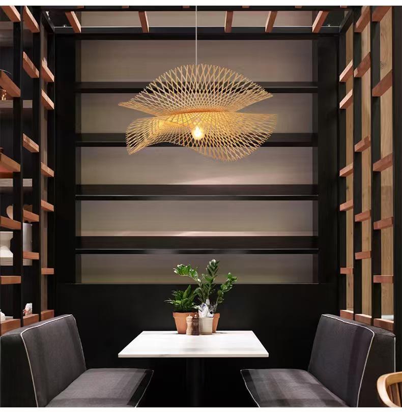 Japanese Style Bamboo Woven Pendant Light for Restaurant, Hotel, B&B, and Hallway Decor