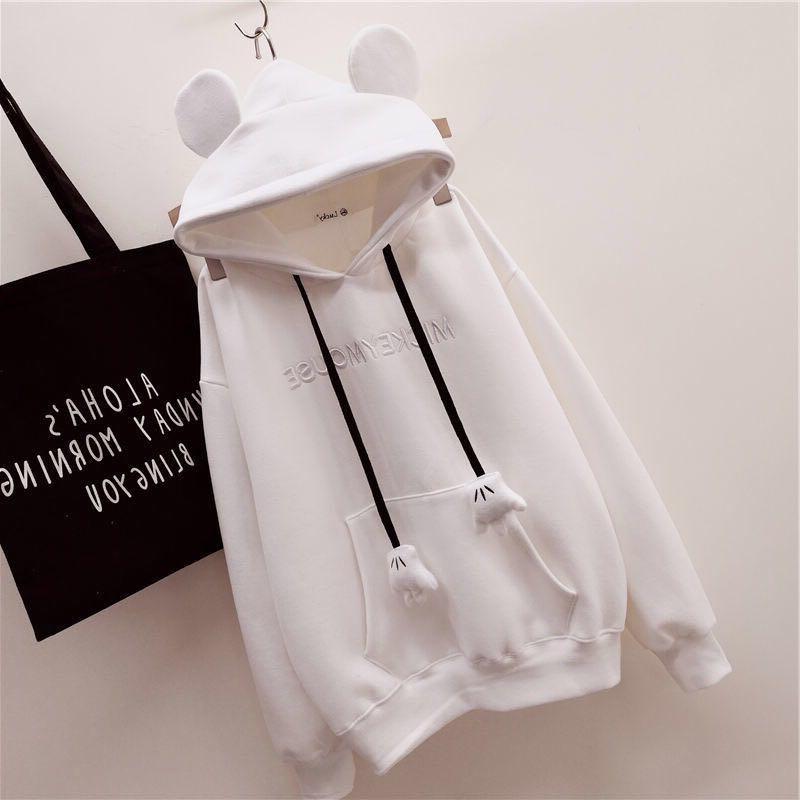 Sweater Female Version Adorable Student Everyday Fleece Hooded Relaxed Fit Coat Trendy