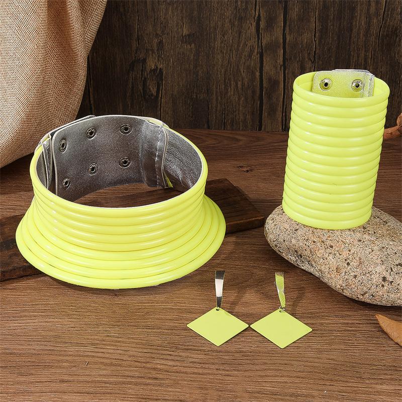 4 stk/sett Vintage Lær Afrikansk Zirkon Sett Choker Halskjede Armbånd Øredobber Sett For Kvinner Krage Halskjede Sett Zirkon Gaver