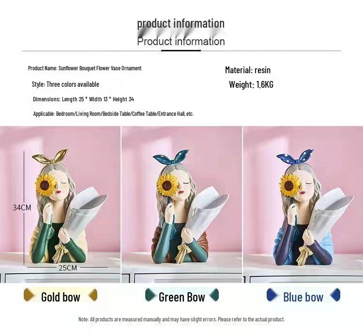 Nordic Girl Luxury Flower Arrangement Vase - Creative Home Decor for Living Room & Entrance Hall