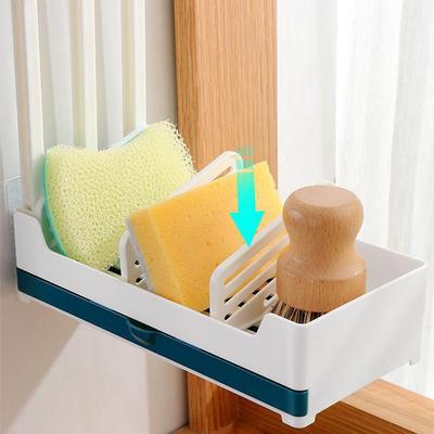 Dishcloth Hanger Kitchen Storage Rack No-Punch Installation Multifunction Sponge Towel Drain Holder Plastic Dustproof