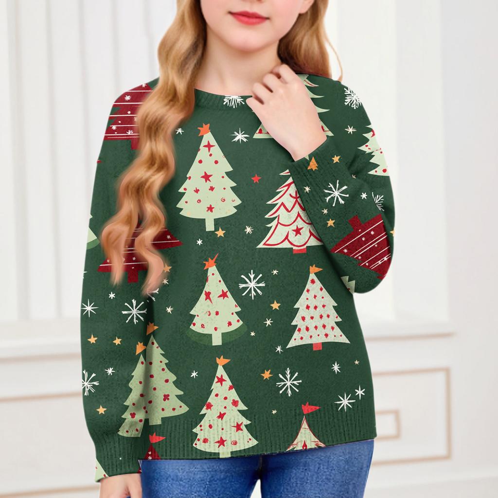 Vánoční mikiny pro děti chlapce a dívky pletený svetr roztomilé tričko podzimní kulatý výstřih pulovr topy