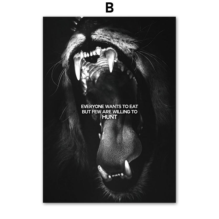 Black White Lion Tiger Leopard Beast Quotes Nordic Posters And Prints Wall Art Canvas Painting Pictures For Living Room Decor