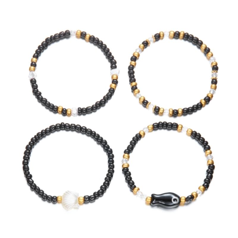 

Summer Stretch Bracelets Ceramic Fish Shell Beaded Jewelry Gifts Stackable Style Beach Accessories For Women