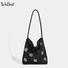 2025 New Tote Bag Cowboy Bag Black Simple Sequin Decoration Braided Shoulder Bag Fashion Women's Bag