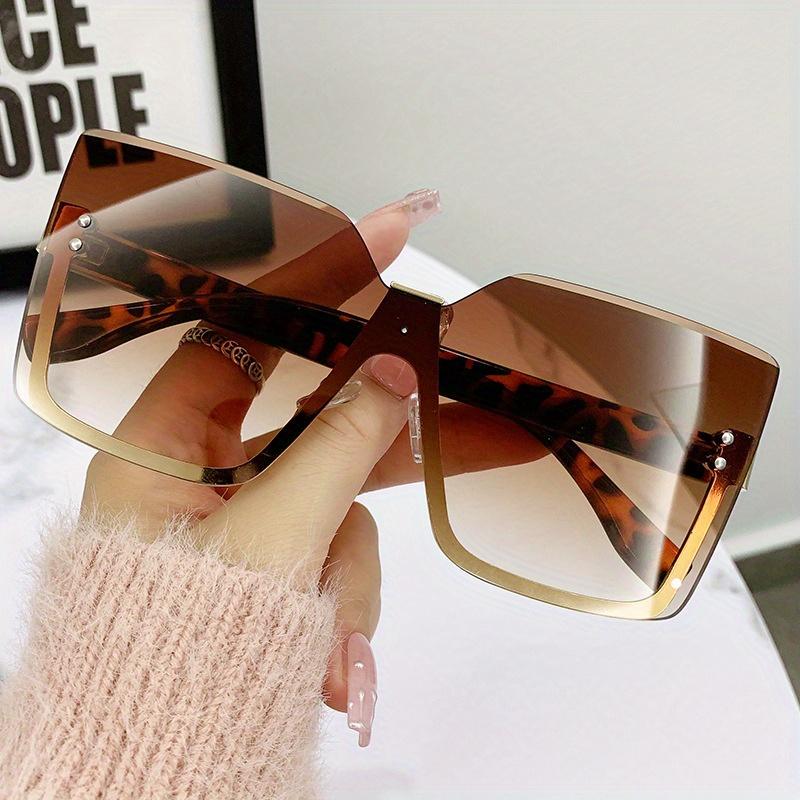 Ladies Rimless Oversized Fashion Sunglasses Trend Driver Driving Glasses Outdoor Cycling Sports Fishing Sunglasses UV400