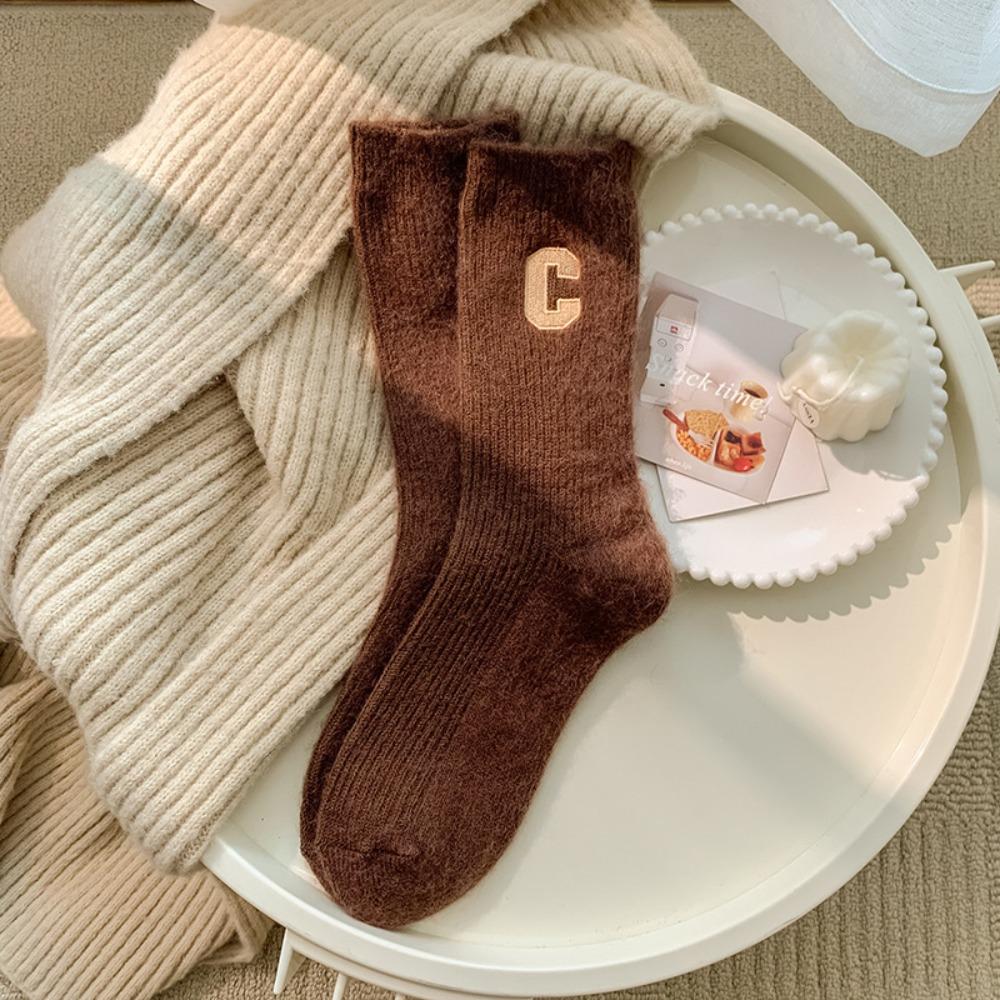 Polyester Wool Snow Boot Socks Solid Color Winter Warm Thick Socks Fashion Women Wool Socks  Women