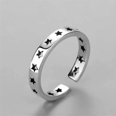 Retro Distressed Five Pointed Star Jewelry Simple Temperament Lucky Hollow Star Rings