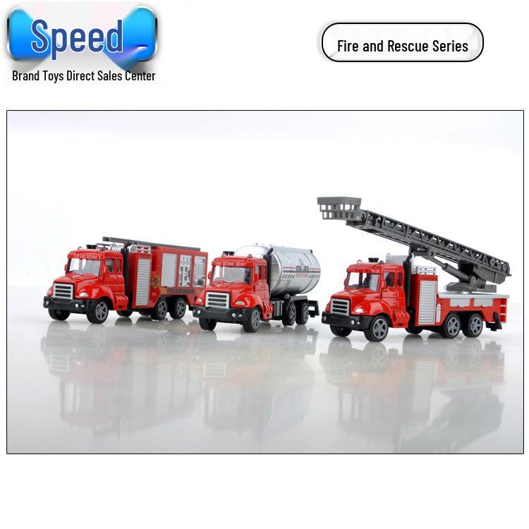 Hot-Selling Kids' Pull-Back Alloy Fire Rescue Ladder Truck Toy Model