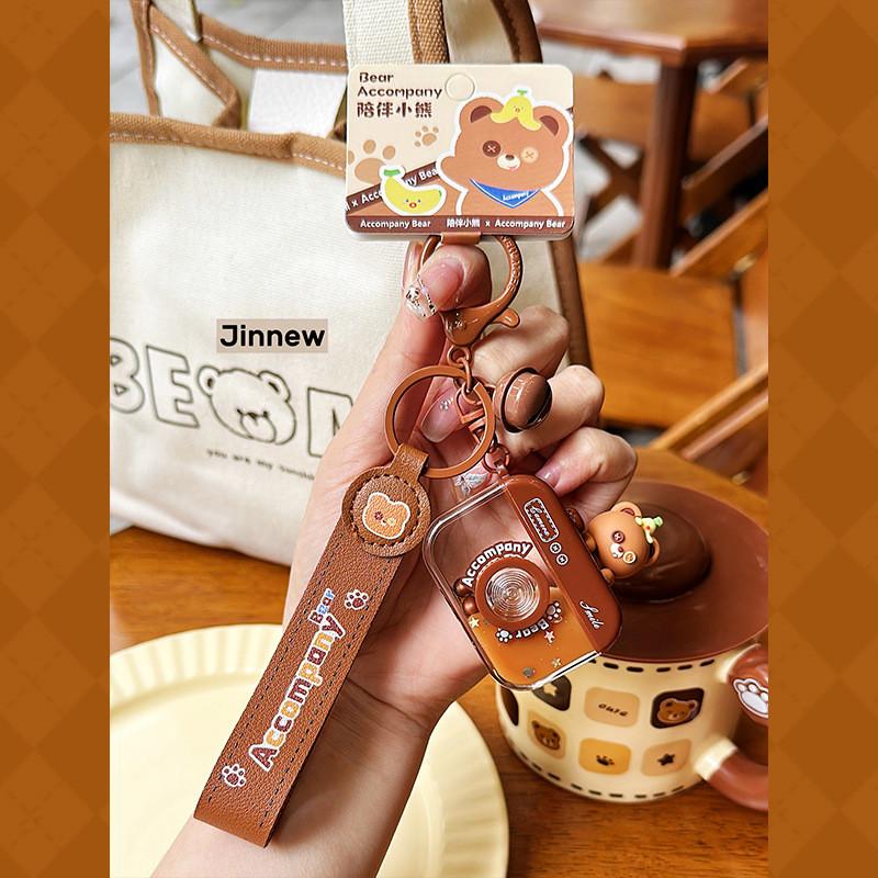 

Jinnew Bear Lovely Camera Shaped Keychain Acrylic Keyring Gift In Pink And Brown Design Brown Camera
