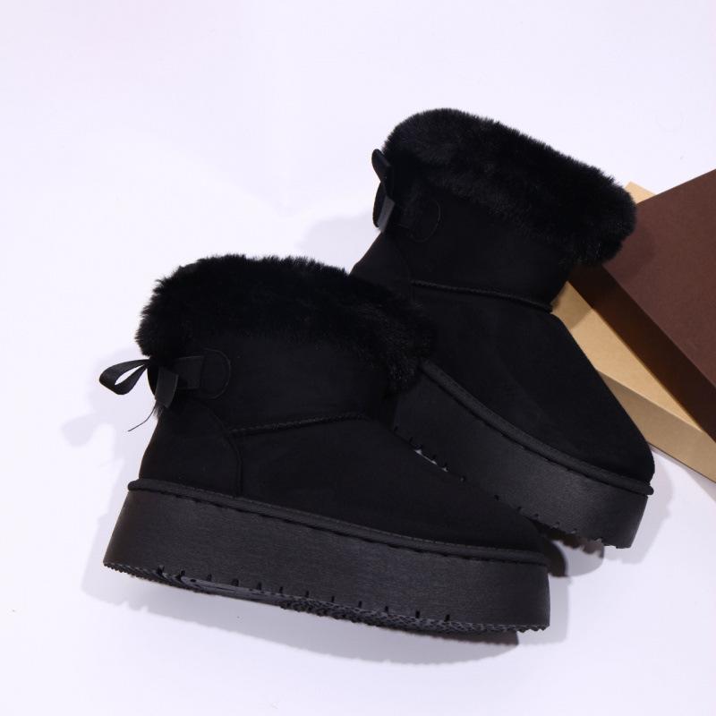 Flat-soled snow boots shoes winter new cotton shoes plush warm fluffy shoes lazy shoes