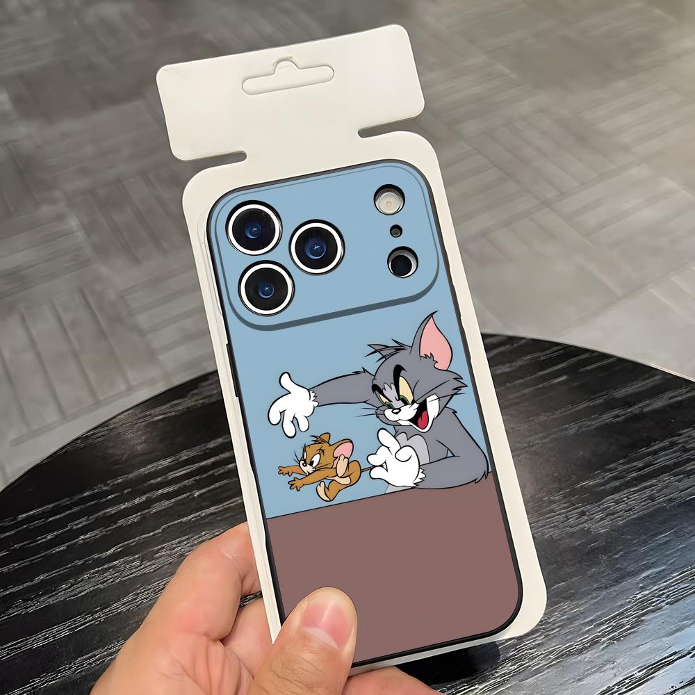 AniME-T-Tom And J-Jerry Kawaii Phone Case For IPhone 17 Air 16 E Pro Max 15 14 13 Mini 12 Pro 11 Max Plus Black Soft Shell
