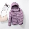Women's Hooded Long Sleeve Puffer Jacket Slim Fit Lightweight White Duck Down Winter Coat