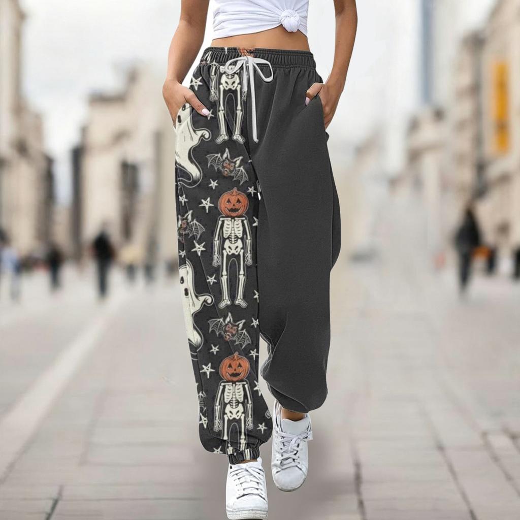 Unisex Halloween Print Sweatpants - Loose Fit Casual Pants for Holiday Costume Parties