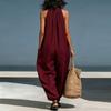 Kurze Overalls für Damen Tiefer V-Ausschnitt Ärmellos Jumpsuit Lockere Passform Arbeits-Overalls Festlich Lässig Sommer-Jumpsuits
