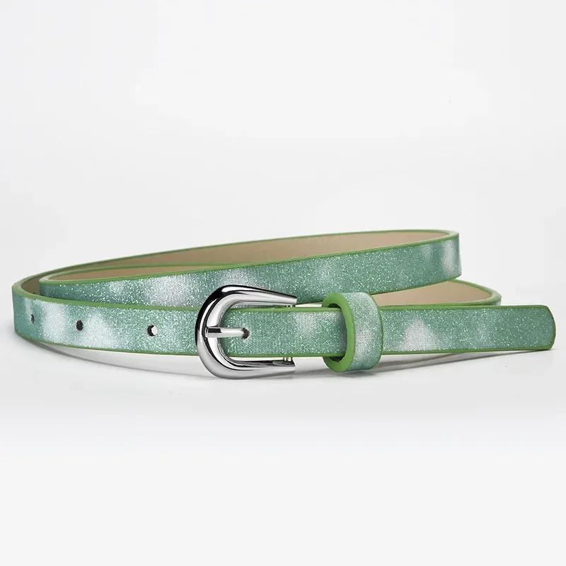 Beautiful Shiny Fish Scale Pattern Belts for Children 90cm Shimmering Powder PU Belts Girl Student Belts