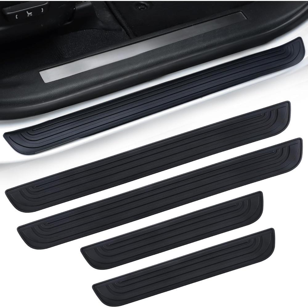 Car Door Threshold Protection, 4PCS Door Edge Step Dust Shield Cover, Car/SUV Universal Rubber Scratch Resistant Exterior Accessories