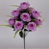 12 Heads Real Happy Silk Flower Plastic Natural Simulated Rose  Home Decorative