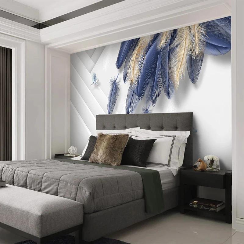 Photo Wallpaper Modern Fashion Light Luxury Hand Painted 3D Stereo Feather Geometric Background Wall Mural Wallpaper