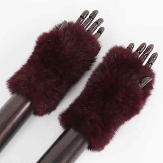 New Arrival Female Natural Rabbit Fur Gloves Knitted Warm Real Rex Rabbit Fur Mittens Women Winter Outdoor Rex Rabbit Fur Gloves