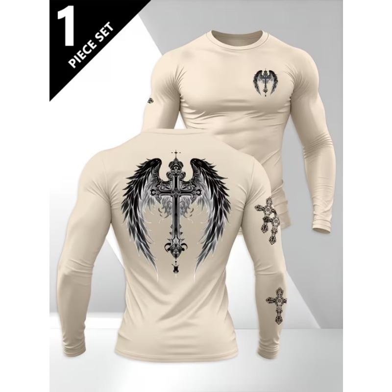 Herren Langarm-T-Shirt mit 3D-Streifendruck, bequem, atmungsaktiv und vielseitiges Herren-Oberteil