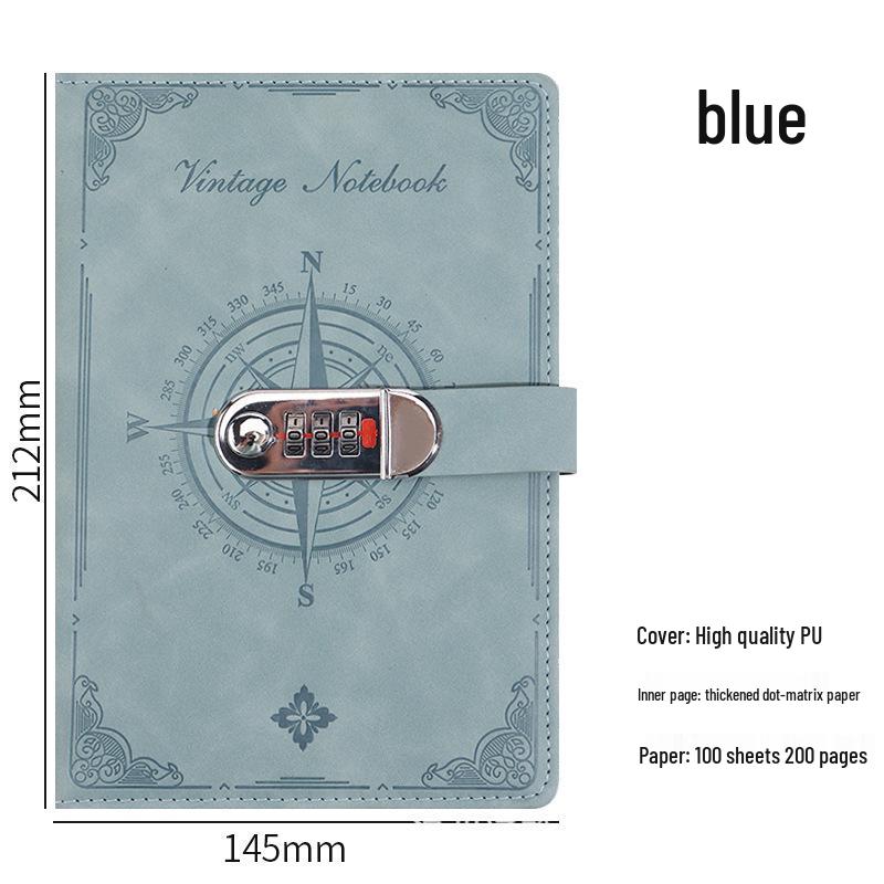 A5 Retro Password Lock Notebook Gift Box Set: Thick Creative Planner & Diary