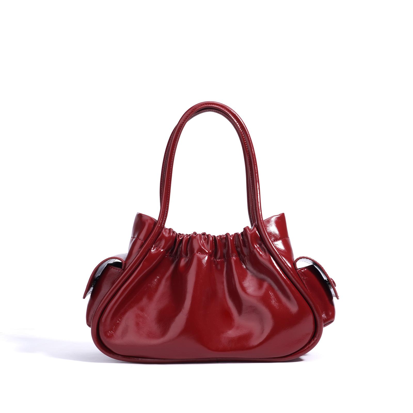 

Простая однотонная сумка-ведро Saliva, плиссированная, блестящая, легкая, роскошная, модная, через плечо, сумка для женщин