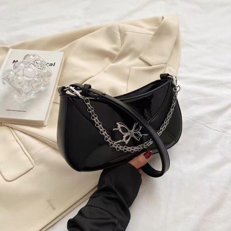 

Silvery Butterfly Decorati Cool Girls Shoulder Bags Portable Ladies Crossbody Bag Fashi Chain Female Underarm Bag Handbags чёрный