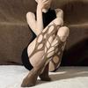 Sexy Ripped Pantyhose Irregular Holes And Rose Designs Stockings Women Lingerie