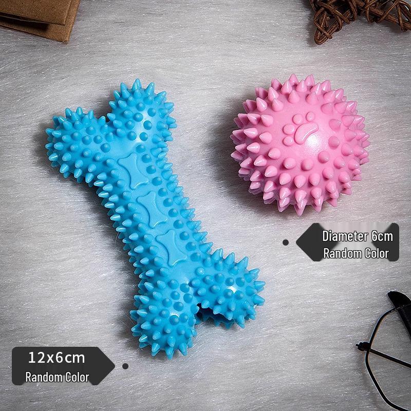 Small Dog Chew Set: Teething Stick & Bite-Resistant Rubber Ball