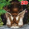 African American Praying Angel Child with Galaxy Background Round Metal Sign D Flat Printed Gold Accent White Dress Art Tin Pl