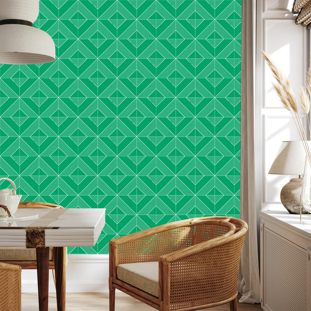 Geometric Sea Rhombus Wallpaper, Sea Center 50x1000