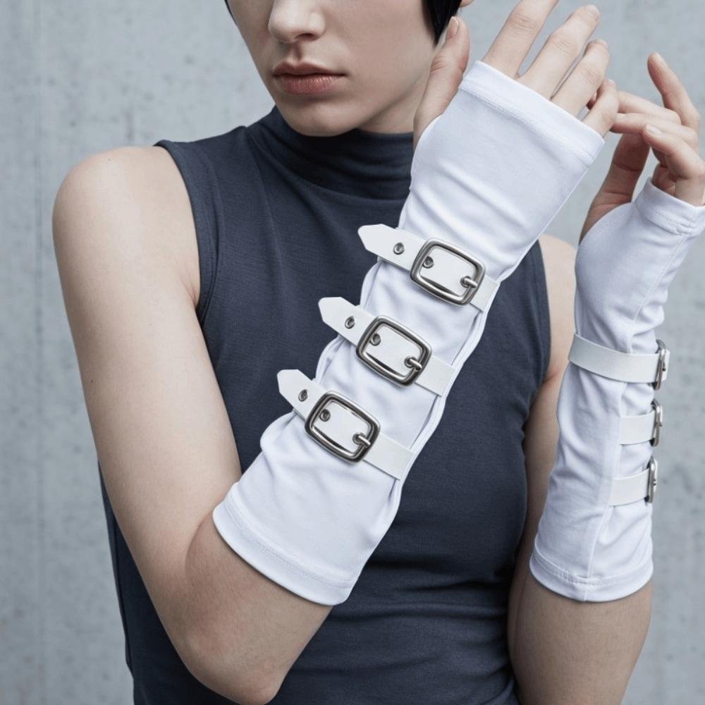 White Dark Gothic Arm Covers Polyester Half-arm Sleeve Gloves Punk Arm Sleeves  Cosplay