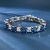 2023 New 925 Silver Fashion Simulated 7 * 7 Ice Flower Blue Bracelet Women's Temperament Luxury Jewelry Women