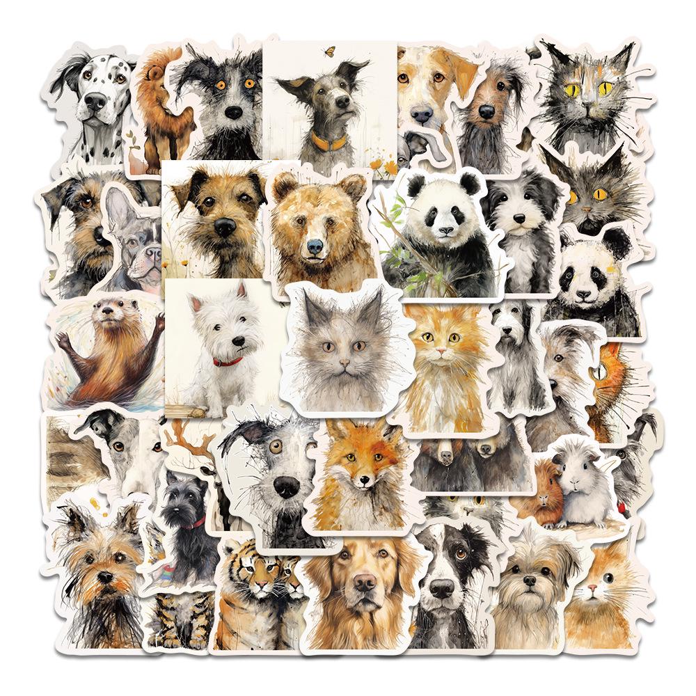 Sada samolepek divoké zvěře: Los, Alpaka, Panda & Lev