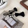 2pcs/set Retro Black Velvet Rhinestone Bow Duckbill Hair Clip Elegant Side Bangs Clip for Women Crystal Front Hair Accessories
