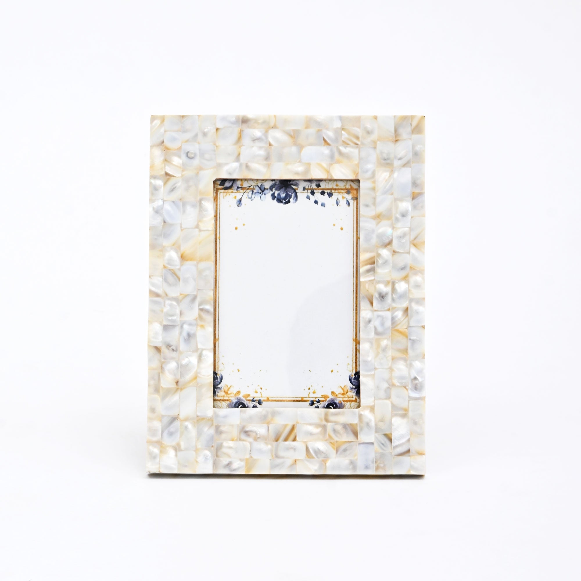 Handcrafted Mother Of Pearl Style Photo Frame beige
