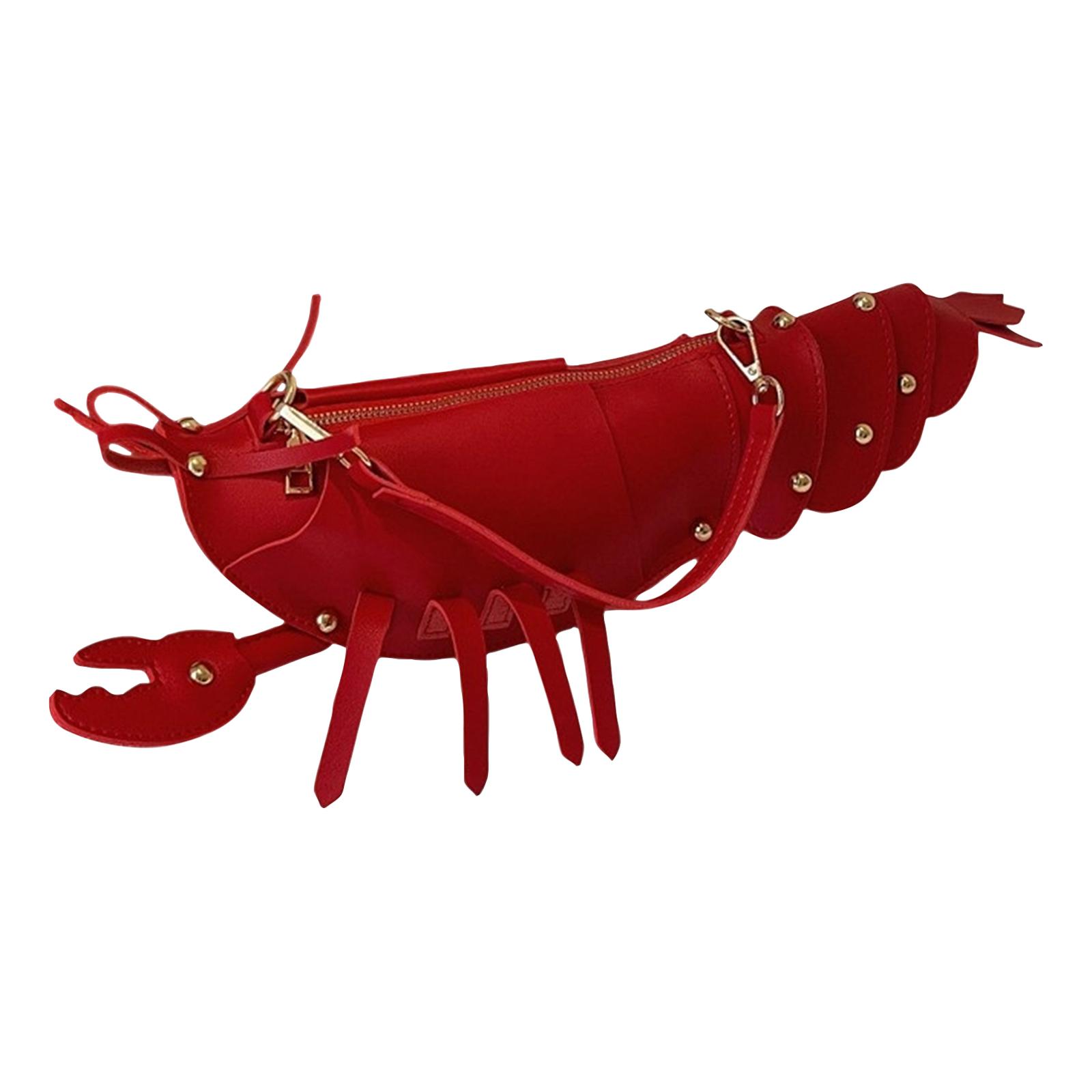 

Lobster Shaped Crossbody Bag Purse Women PU Leather Rivets Shoulder Bag Clutch For Girls One Size винний